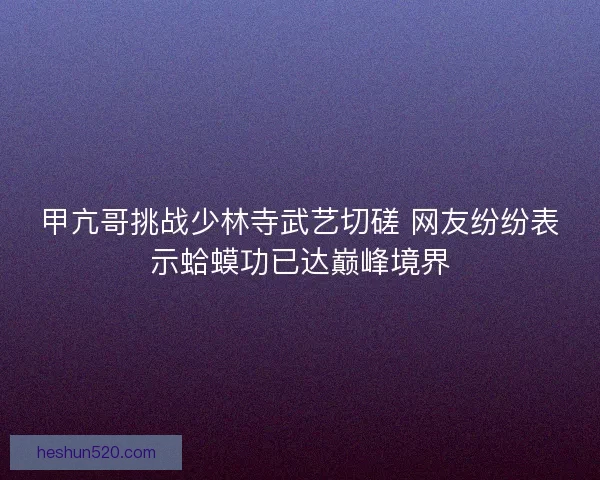 甲亢哥挑战少林寺武艺切磋 网友纷纷表示蛤蟆功已达巅峰境界